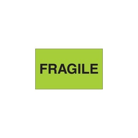 Bubblefast 3 x 5'' - ''Fragile'' Fluorescent Green Labels BFDL2421