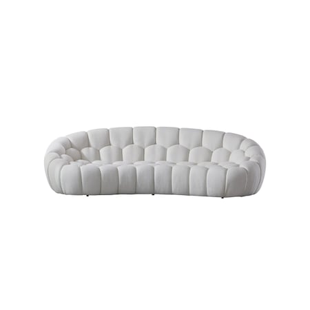 Homeroots 105" White Fabric Curved Sofa 719427