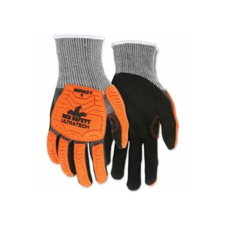 Mcr Safety UT1952 UltraTech A4/Cut Level Mechanics Knit Gloves, 2X-Large, Hi-Vis Orange TPR, Black, 12PK 127-UT1952XXL