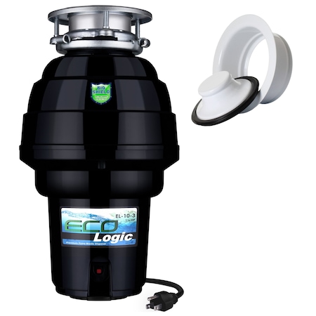 Eco Logic 1-1/4 HP Continuous Feed Garbage Disposal with White Sink Flange 10-US-EL-10-DS-3B-WH