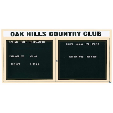Aarco Enclosed Letter Board Directory w/ Powder Coated Ivory Al Frame and Header, 36''Hx72''W, 2 Doors ADC3672HIV