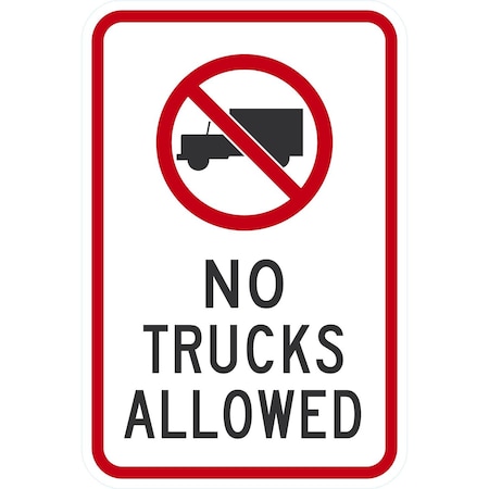 Lyle No Trucks Allowed (w/graphic), 12x18, Engineer Grade, White G-3395-EG_12x18