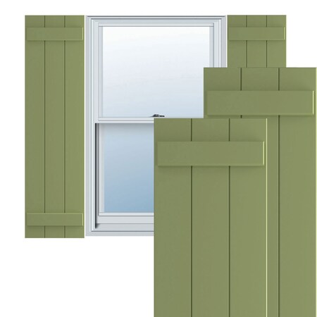 Ekena Millwork True Fit PVC Three Board Joined Board-n-Batten Shutters, Moss Green, 16 1/8W x 79H, PR TFP101BBF16X079MG