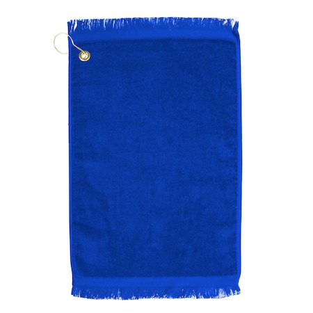 Towelsoft Premium Fringed Velour Golf Towel with Corner Hook &Grommet Placement-Royal Golf-EV1407CL-RYLBLU