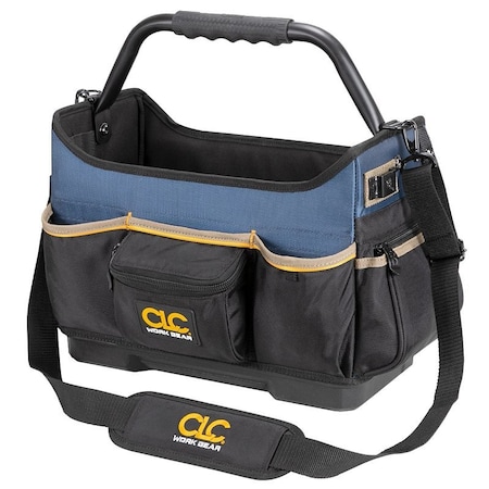 Clc TOOL WORKS Molded-Base Open Top Tool Bag, 15 in W, 8 in D, 12 in H, 17-Pocket, Polyester PB1580