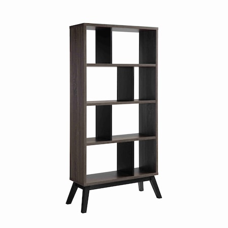 Homeroots 65" Gray Wood Four Tier Etagere Bookcase 630392