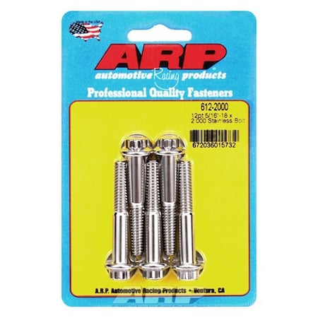 Arp 612-2000 0.31-18 x 2 in. Stainless Steel 12 Point Bolt Kit, 5PK ARP612-2000