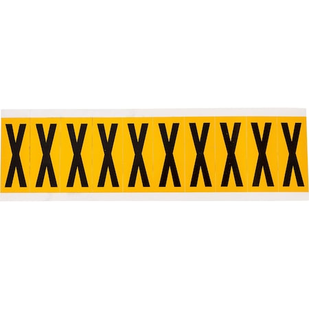 Brady Outdoor Vinyl 1.938 in Black on Yellow Letters X Card of 10 Labels, 10PK 1534-X