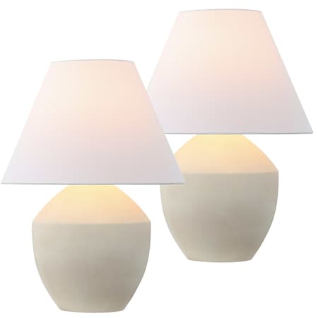 Jonathan Y Ralf 20.5" Minimalist Scandinavian Resin/Iron LED Table Lamp, Matte Cream, 2PK JYL5604B-SET2