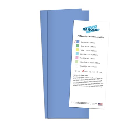 Nanolap PSA Lapping Film, 2 Pc 40 Micron (300 Grit), 4-0.25 in x 11 in Microfinishing Fine Sanding Paper 61601N