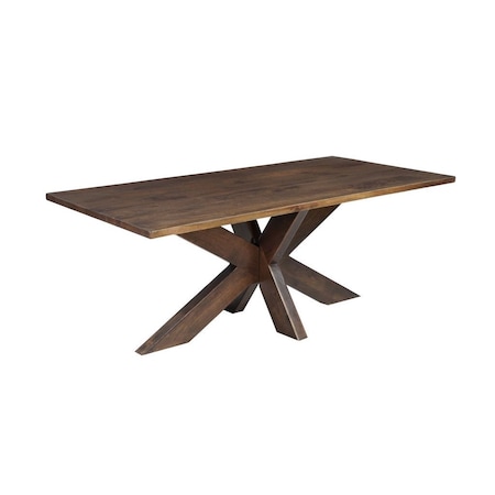 Homeroots 78" Brown Solid Wood Cross Leg Base Dining Table 635807