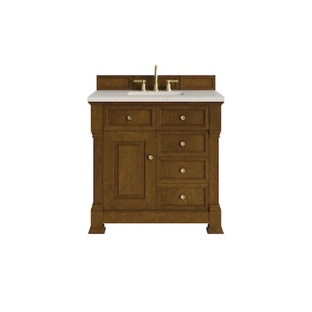 James Martin Vanities Brookfield 36" Single Vanity, Honey Oak, w/ 3 CM Siberian Silestone Top 547-V36-HNO-3SFR