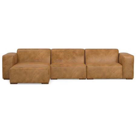 Homeroots 122" Sienna Leather Modular Sofa With Brown Legs 641014