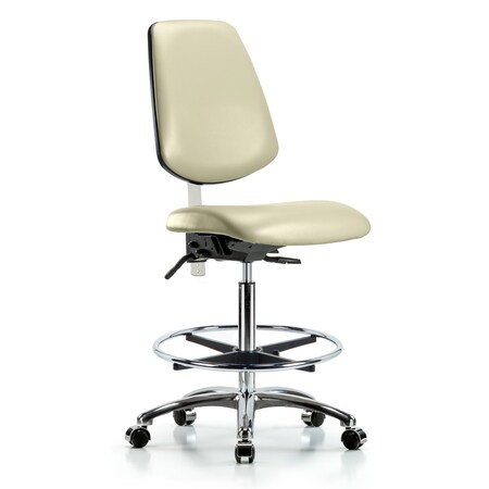 Blue Ridge Ergonomics Clean Room Chair Vin Hi Ben Chair, Med, Bk, Wht, CL100, No Arms, 26" to 35-1/2" Height, Vinyl BR-NCR-VHBCH-MB-CR-T1-A0-CF-CC-8501