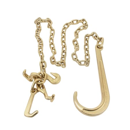 Mytee Products 5/16 inx10 ft Leg G70 Long J Hook Tow Chain RTJ Cluster & Grab Hook 4700 # WLL CH51610-J-RTJ
