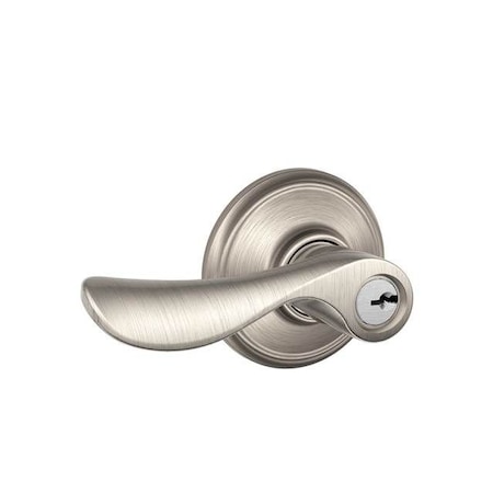Schlage Residential Champagne Lever Keyed Entry Lock C Keyway with 16211 Latch and 10063 Strike Satin Nickel Finish F51ACHP619