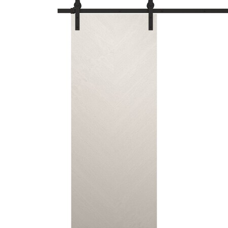 Sartodoors Modern Barn Door 18 x 80 inches, Ego 5005 Painted White Oak, 6.6FT Rail Track Heavy Hardware Set ,  EGO5005BD-B-PWO-18