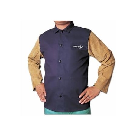 Best Welds Leather/FR Sateen Combo Jacket, Large, Blue/Tan 902-1201-L