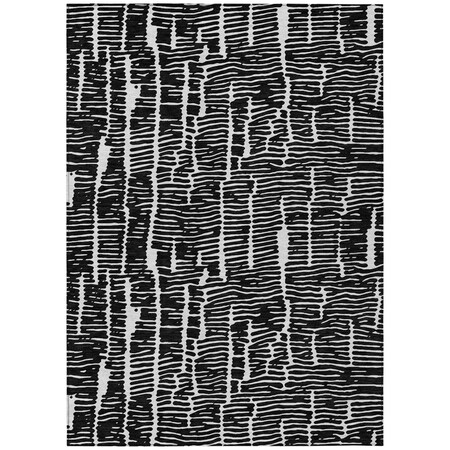 Homeroots 9' X 12' Black And Ivory Abstract Washable Indoor Outdoor Area Rug 588496
