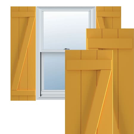 Ekena Millwork True Fit PVC, Three Board Joined Board-n-Batten Shutters w/Z-Bar, Turmeric , 16 1/8W x 26H, PR TFP102BBF16X026TU