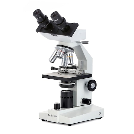 Amscope B100 Biological Binocular Compound Microscope 40X-1600X w/LED, Mechanical Stage and 5MP Camera B100A-MS-E5