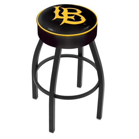 Holland Bar Stool Co 25" Long Beach State Univ Cushion Seat, Blk Wrnkl Base Swivel Bar Stool L8B125LBStUn