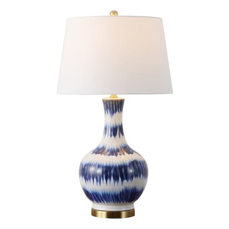 Jonathan Y Tucker 30.5" Ceramic/Metal LED Table Lamp, Blue/White JYL3054B