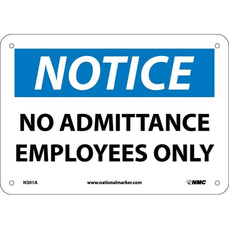Nmc Notice No Admittance Authorized Personnel Only Sign, N301A N301A