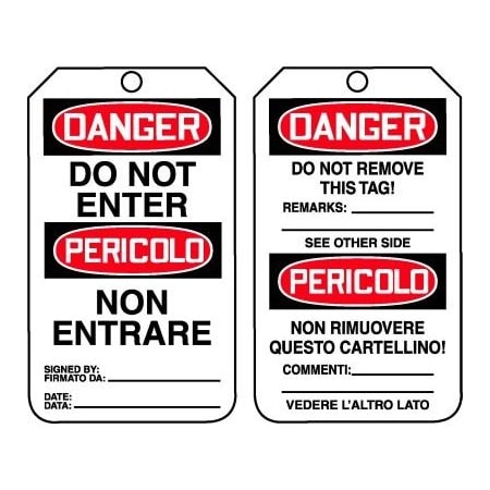 Accuform Danger, RP-Plastic, 3-1/4 in Width, 0.075 in Height, , 25 PK TMT151PTP