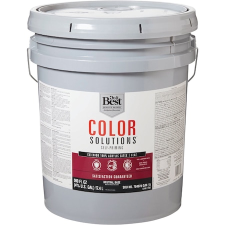 Do It Best Color Solutions 100% Acrylic Latex Self-Priming Flat Exterior House Paint Neutral Base 5 Gal. CS45T0705-20