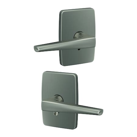 Schlage Residential Schlage Custom Eller Lever with Greene Rose Passage and Privacy Lock with 16600 Latch and 10027 FC21ELR619GEE