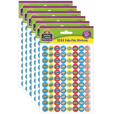 Teacher Created Resources Superhero Mini Stickers Valu-Pak, 1144-Piece Set, 6PK 5643