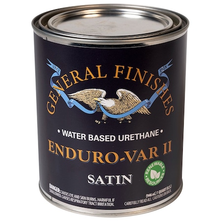 General Finishes 1 Qt General Finishes B089-QT Clear Enduro-Var II Water-Based Urethane Topcoat, Satin 5VF