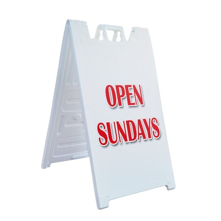 Signmission Open Sundays, A-Frame & 2 Decals Installed, Heavy-Duty Plastic Frame SBHD-D-2436-Open Sundays