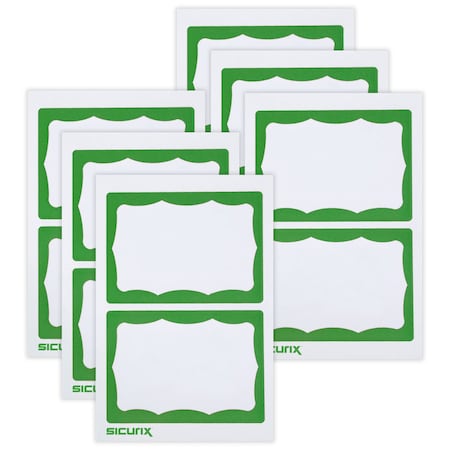 Sicurix Adhesive Badges, Green Border, 600PK 67646