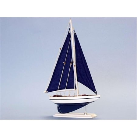 Handcrafted Model Ships Pacific Sailor 17 in. - Blue Sails Decorative Sail Boat ps-blue-bluesails