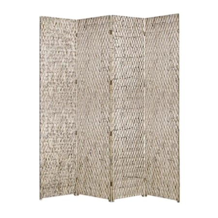 Homeroots 84" Silver Wood Folding Four Panel Screen Room Divider 274901