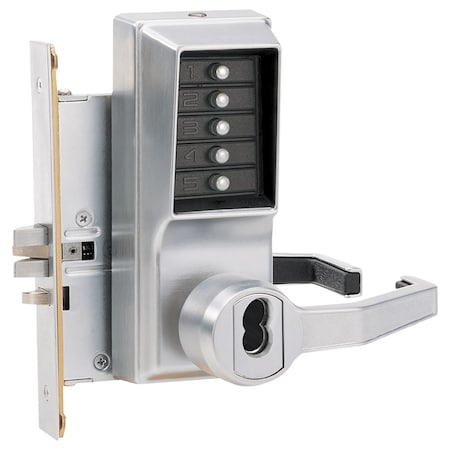 Dormakaba Mortise Combination Lever Lock, Key Override, Passage, Lockout, Sargent LFIC Prep, Satin Chrome RR8146R-26D-41