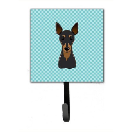 Carolines Treasures Checkerboard Blue Min Pin Leash and Key Holder BB1178SH4