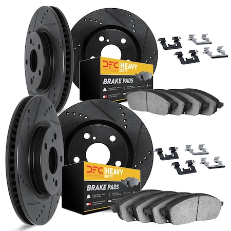 Dynamic Friction Co DFC Brake Rotor - Drilled & Slotted - Black- Heavy Duty Brake Pad includes Hardware 8214-40027