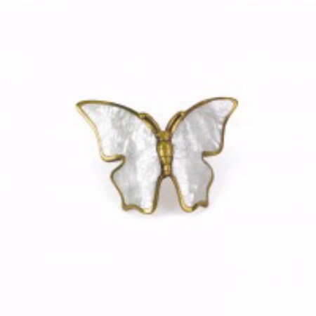 Schaub 1-1/2in Center to Center Mother of Pearl Nature Butterfly Cabinet Pull Paris Brass Finish 891-PAR