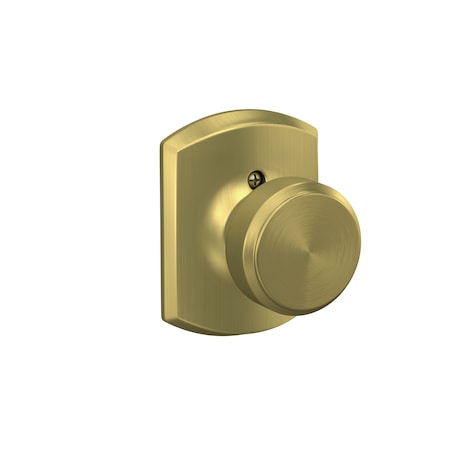 Schlage Residential Bowery Knob with Greenwich Rose Half Dummy Satin Brass Finish F170BWE608GRW