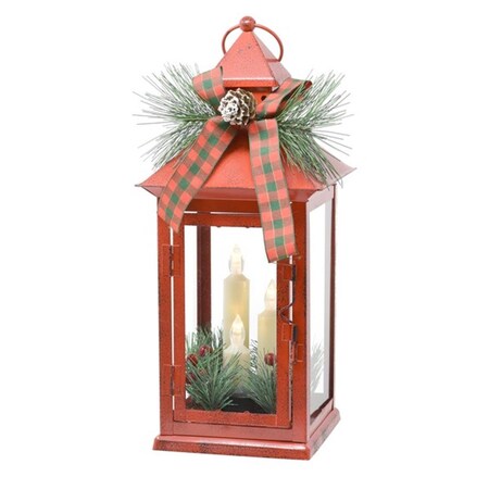 Gift Essentials 13.5 in. Taper Lantern with Trim  Red GE1007
