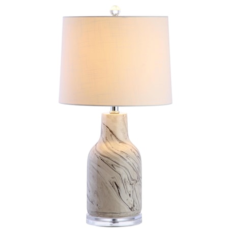 Jonathan Y Webb 23" Ceramic LED Table Lamp, Gray/White JYL3004A