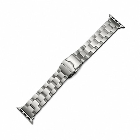 Elegani Oyster-Style Stainless Steel Replacement Band Compatible with Apple Watch 42mm, Silver SD3L-SLV-42mm