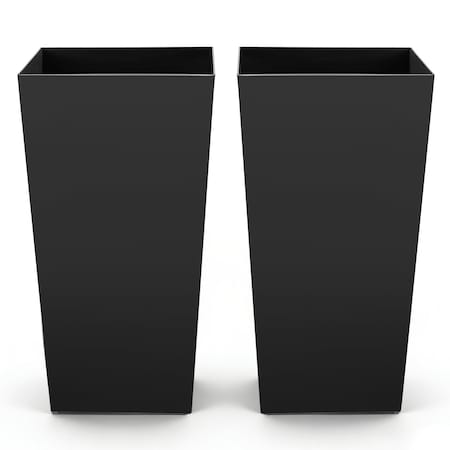 Vevor Tall Planters Large Modern Outdoor Indoor Flower Pots 30" Set of 2 Black, 2PK F4075W-BK
