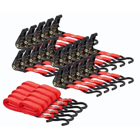 Mytee Products 1 in x 10 ft Ratchet Strap with S Hook - Red, 20PK RS110x20