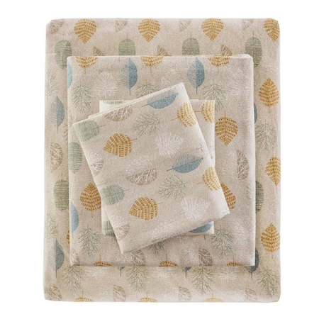 True North - Sleep Philosophy Cozy Flannel Sheet Set, Multi Leaves - Twin TN20-0251