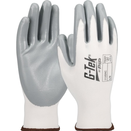 G-Tek Seamless Knit Polyester Glove with Nitrile Coated Smooth Grip on Palm & Fingers, 12PK 713SNC/9