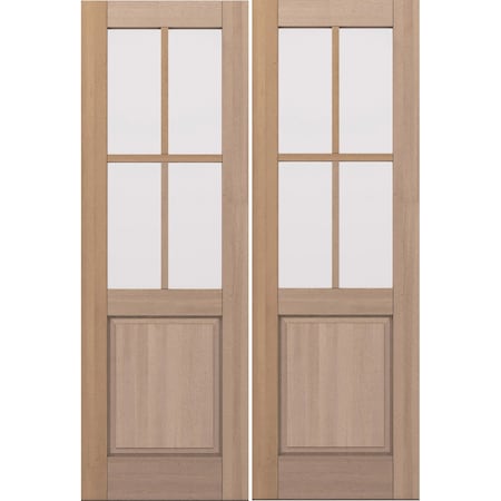 Doornmore G5004, 66.5" x 98" ( 2x32" Door) Left Hand, Mahogany SDL 4 Lite, 1/2 Lite Exterior Door G5004-SW-3296_2_LI